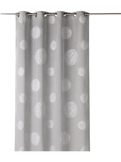 Cortina transparente bordada com motivos de grandes círculos em fios de lurex - Kiabi