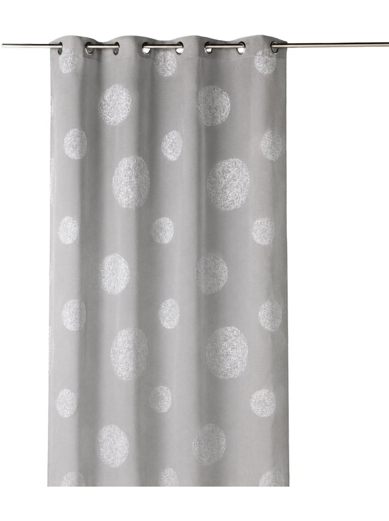 Cortina transparente bordada com motivos de grandes círculos em fios de lurex Cinza claro - Kiabi