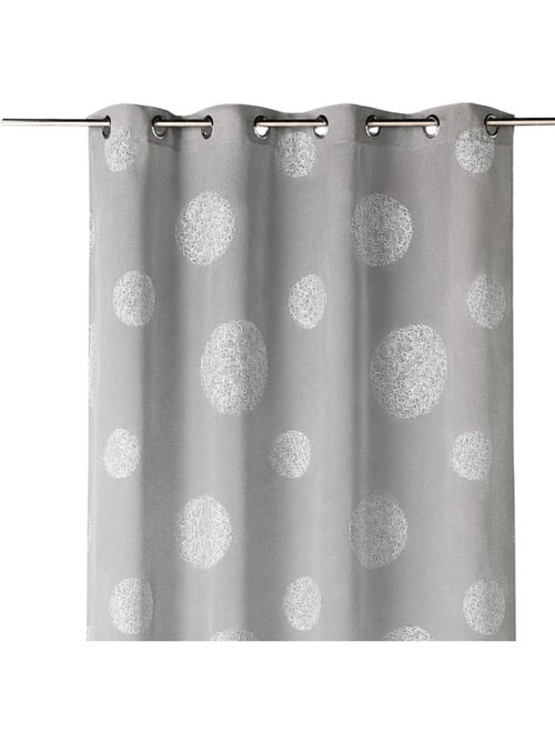 Cortina transparente bordada com motivos de grandes círculos em fios de lurex - Kiabi