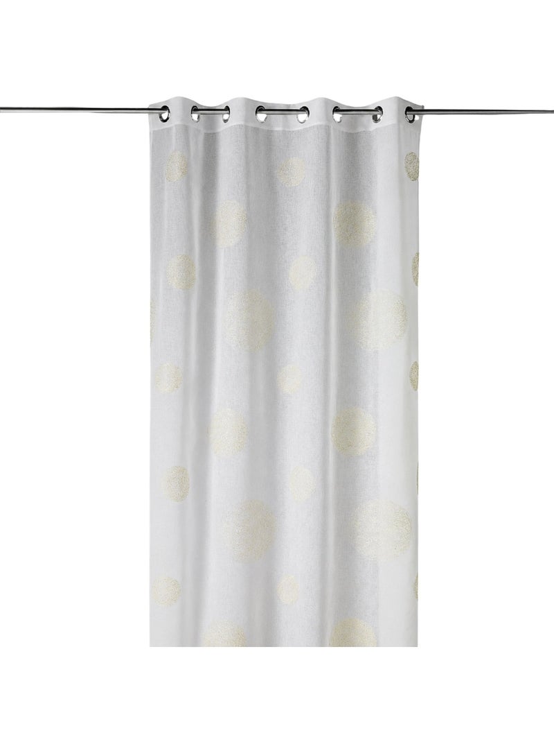 Cortina transparente bordada com motivos de grandes círculos em fios de lurex Dourado/Ouro - Kiabi