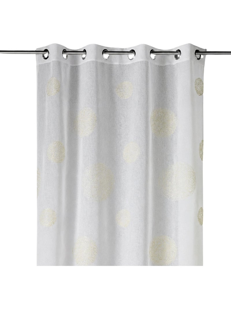 Cortina transparente bordada com motivos de grandes círculos em fios de lurex Dourado/Ouro - Kiabi