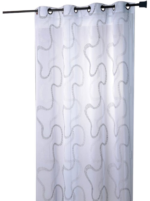 Cortina transparente bordada com motivos em ziguezague - Kiabi