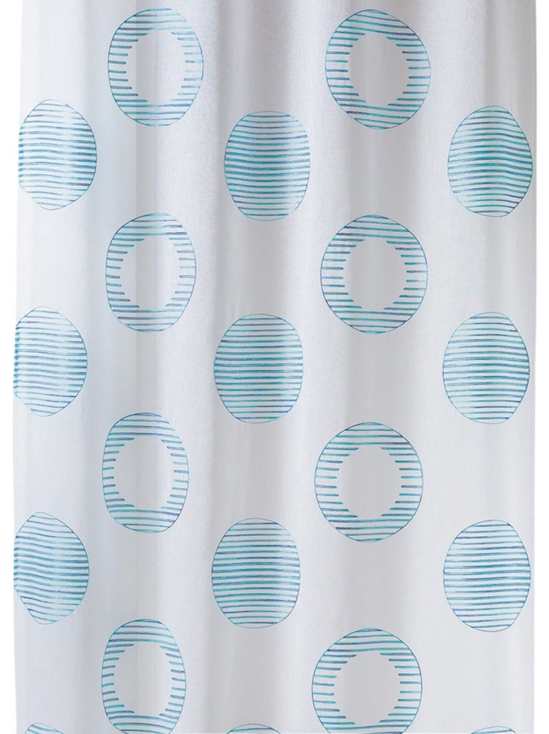 Cortina transparente bordada com motivos redondos e círculos às riscas Azul-turquesa - Kiabi