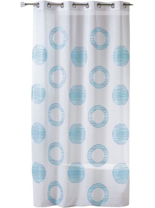 Cortina transparente bordada com motivos redondos e círculos às riscas - Kiabi Cortina transparente bordada com motivos redondos e círculos às riscas - Kiabi