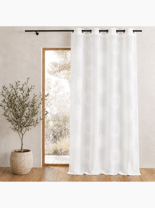 Cortina transparente bordada com motivos redondos e círculos às riscas - Kiabi Cortina transparente bordada com motivos redondos e círculos às riscas - Kiabi