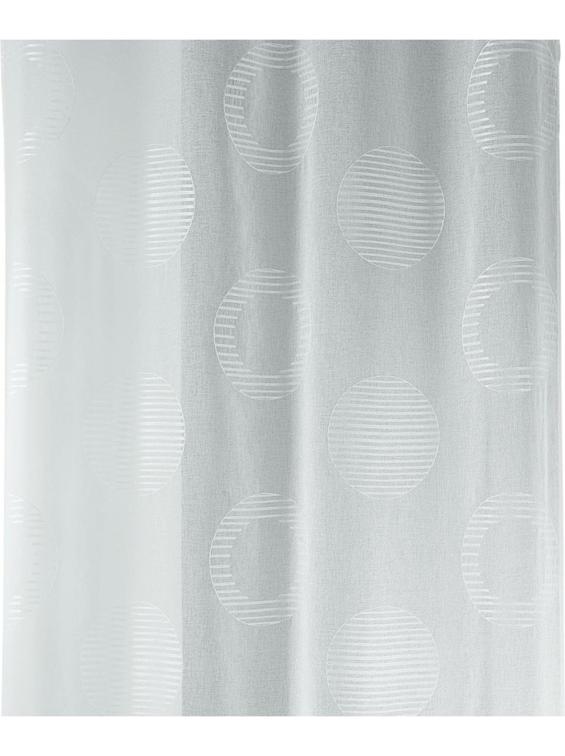 Cortina transparente bordada com motivos redondos e círculos às riscas Branco - Kiabi