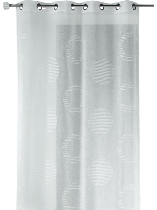 Cortina transparente bordada com motivos redondos e círculos às riscas - Kiabi Cortina transparente bordada com motivos redondos e círculos às riscas - Kiabi