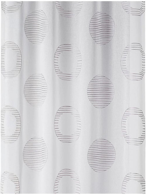 Cortina transparente bordada com motivos redondos e círculos às riscas - Kiabi Cortina transparente bordada com motivos redondos e círculos às riscas - Kiabi