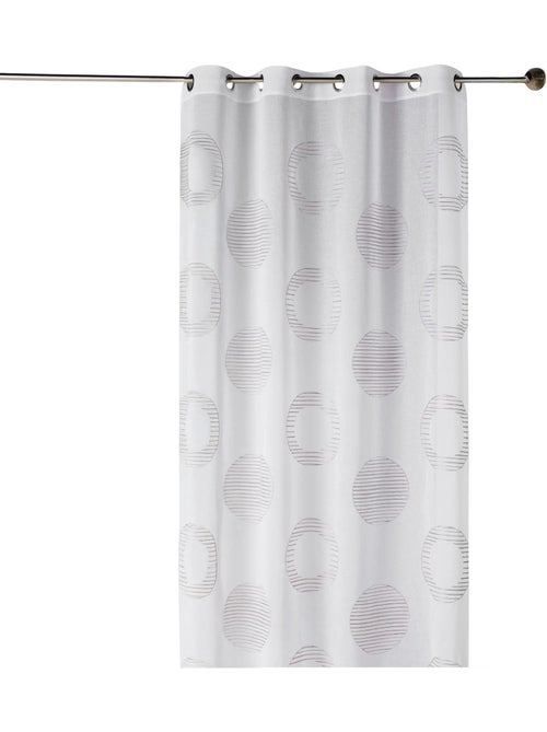Cortina transparente bordada com motivos redondos e círculos às riscas - Kiabi Cortina transparente bordada com motivos redondos e círculos às riscas - Kiabi