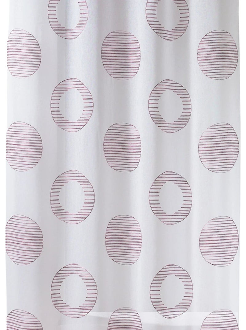 Cortina transparente bordada com motivos redondos e círculos às riscas Rosa velho - Kiabi