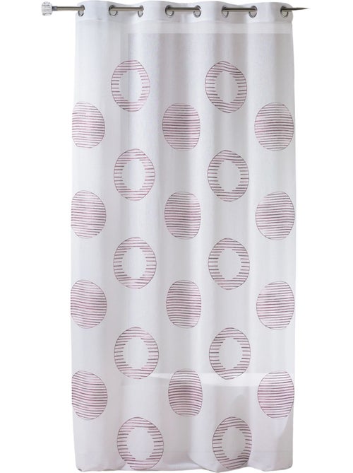 Cortina transparente bordada com motivos redondos e círculos às riscas - Kiabi Cortina transparente bordada com motivos redondos e círculos às riscas - Kiabi