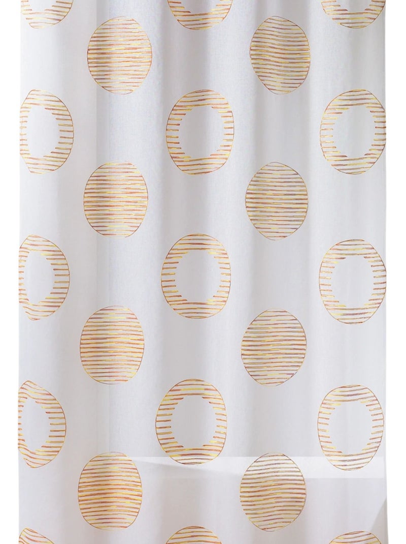 Cortina transparente bordada com motivos redondos e círculos às riscas Terracota - Kiabi