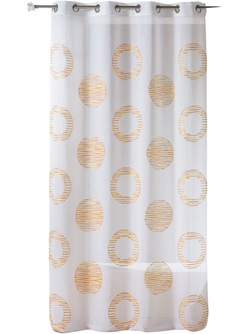 Cortina transparente bordada com motivos redondos e círculos às riscas - Kiabi Cortina transparente bordada com motivos redondos e círculos às riscas - Kiabi
