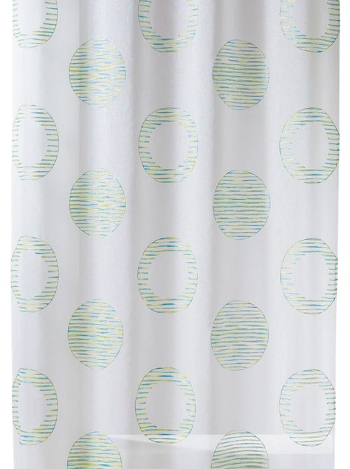 Cortina transparente bordada com motivos redondos e círculos às riscas - Kiabi Cortina transparente bordada com motivos redondos e círculos às riscas - Kiabi