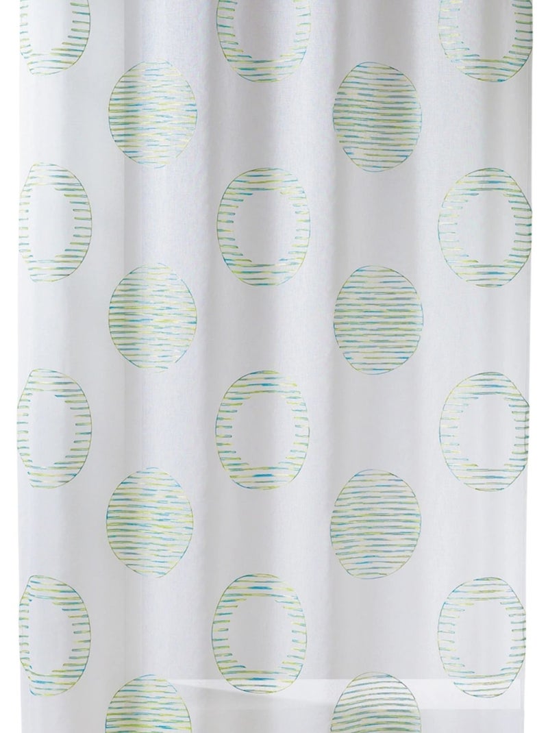 Cortina transparente bordada com motivos redondos e círculos às riscas Verde tília - Kiabi