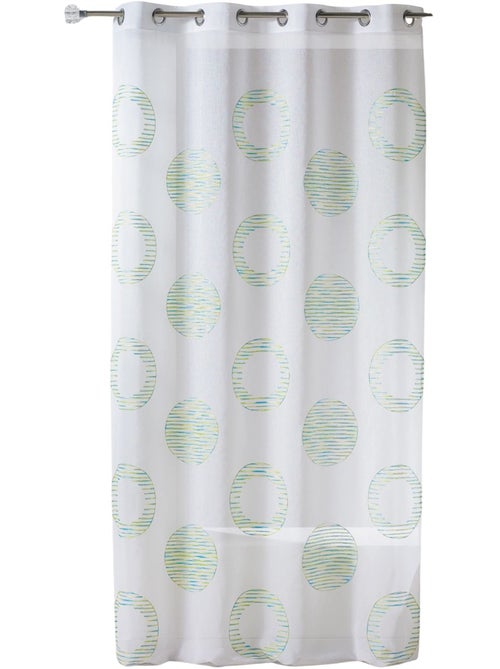 Cortina transparente bordada com motivos redondos e círculos às riscas - Kiabi Cortina transparente bordada com motivos redondos e círculos às riscas - Kiabi