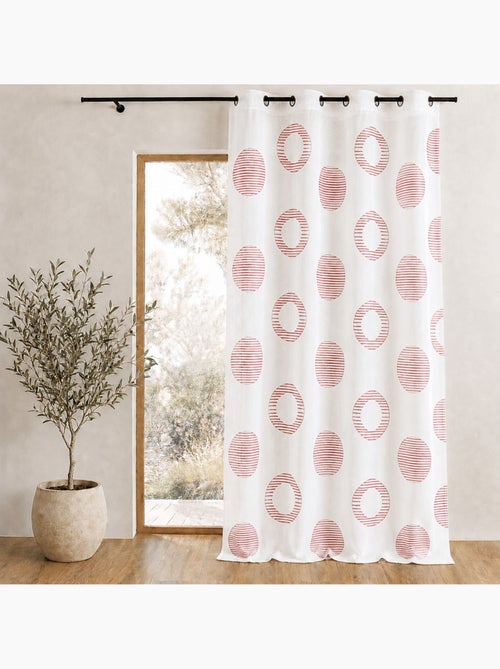 Cortina transparente bordada com motivos redondos e círculos às riscas - Kiabi Cortina transparente bordada com motivos redondos e círculos às riscas - Kiabi