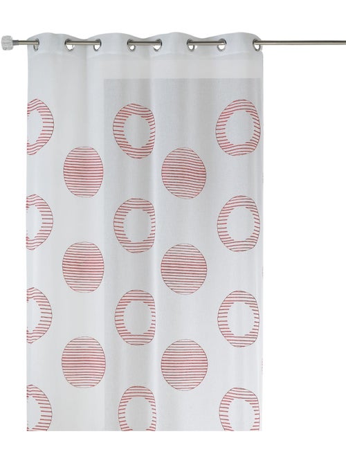 Cortina transparente bordada com motivos redondos e círculos às riscas - Kiabi Cortina transparente bordada com motivos redondos e círculos às riscas - Kiabi