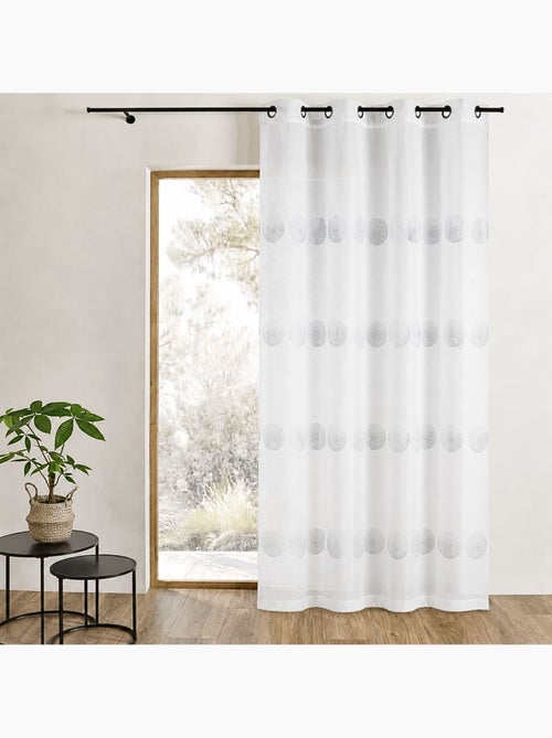 Cortina transparente bordada com riscas horizontais de bolinhas - Kiabi Cortina transparente bordada com riscas horizontais de bolinhas - Kiabi