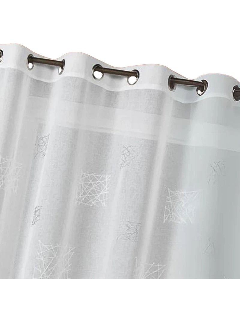Cortina transparente bordada, pronta a colocar, com ilhós Branco - Kiabi