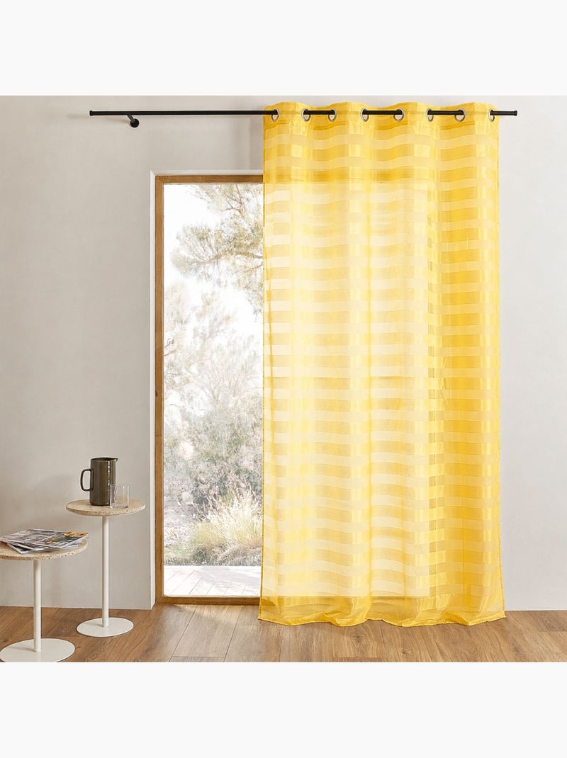 Cortina transparente colorida com riscas horizontais alternadas Amarelo - Kiabi
