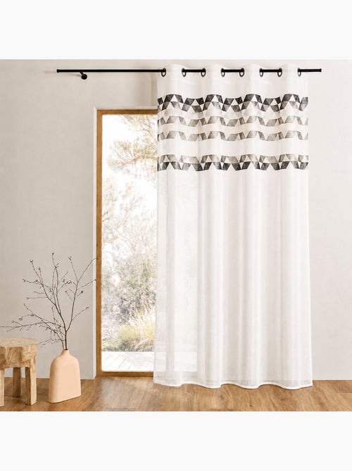 Cortina transparente com bainha alta e padrão de triângulos - Kiabi
