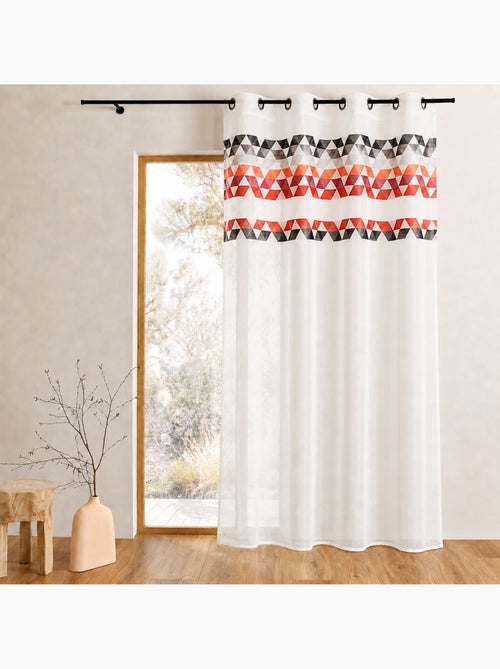 Cortina transparente com bainha alta e padrão de triângulos - Kiabi