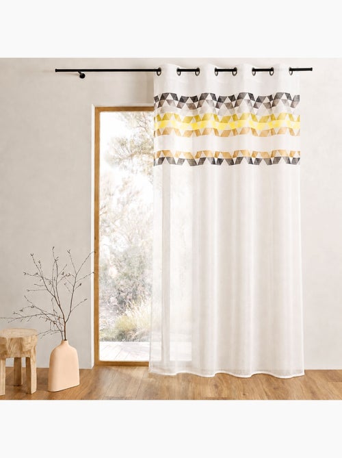Cortina transparente com bainha alta e padrão de triângulos - Kiabi