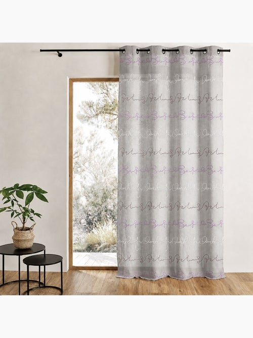 Cortina transparente com estampado de letras horizontais - Kiabi