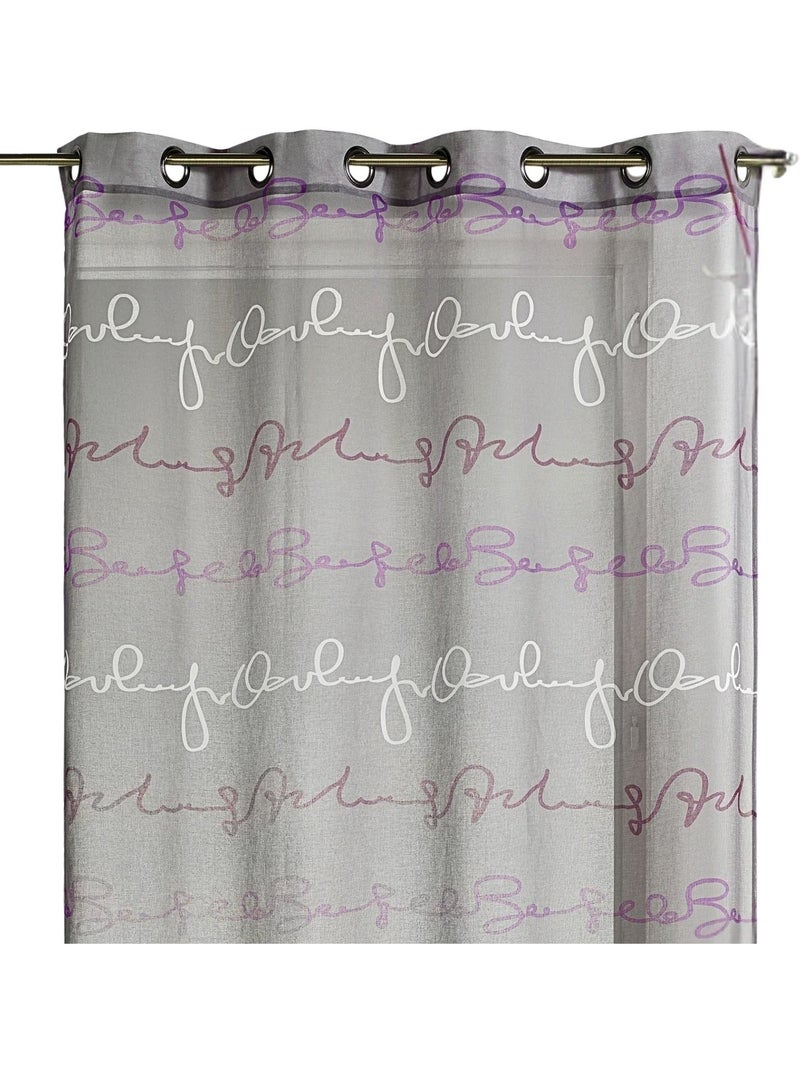 Cortina transparente com estampado de letras horizontais Cinza claro - Kiabi