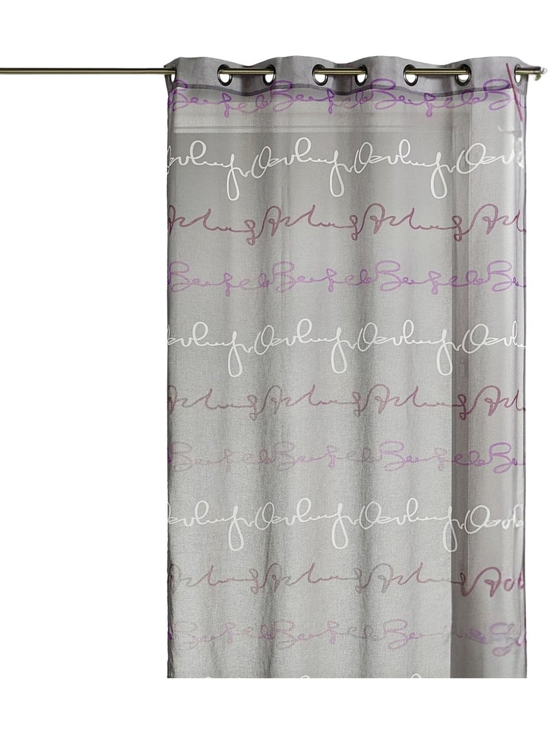 Cortina transparente com estampado de letras horizontais Cinza claro - Kiabi