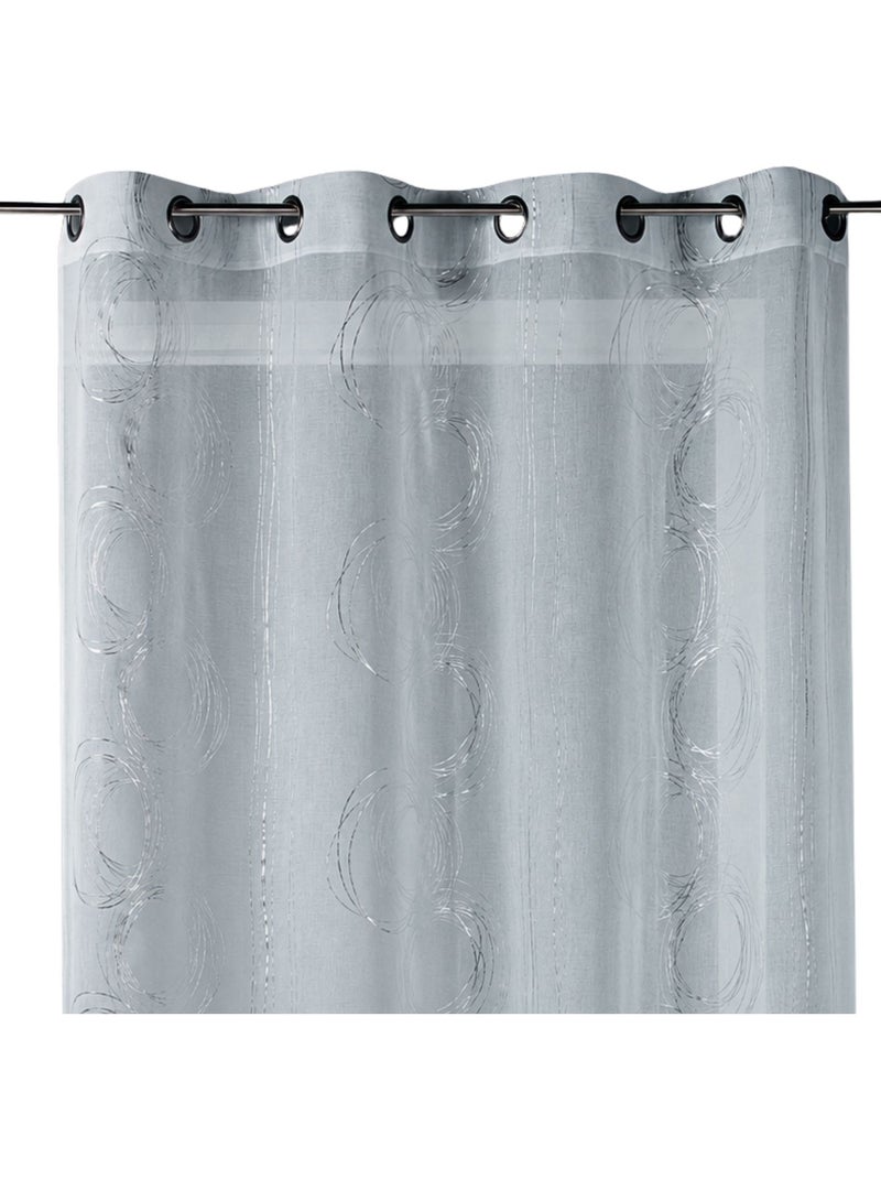 Cortina transparente com estampado prateado Prata - Kiabi