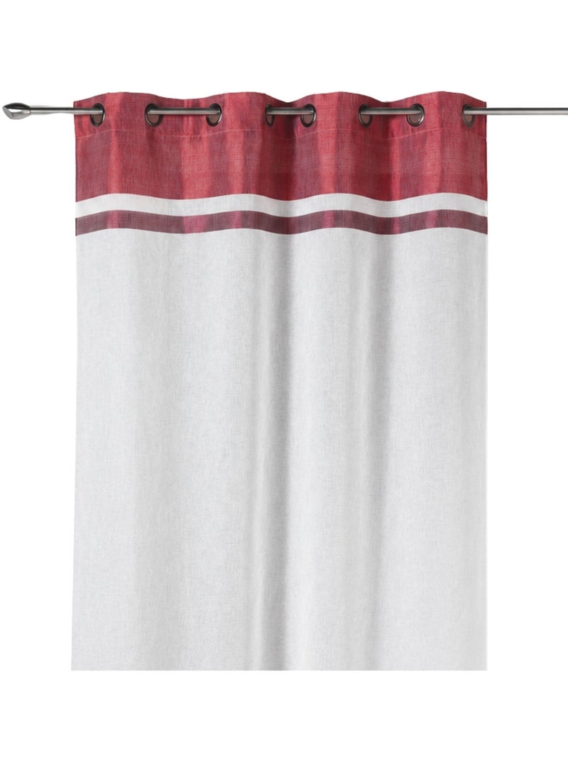 Cortina transparente com faixas listradas na parte superior e inferior Vermelho - Kiabi