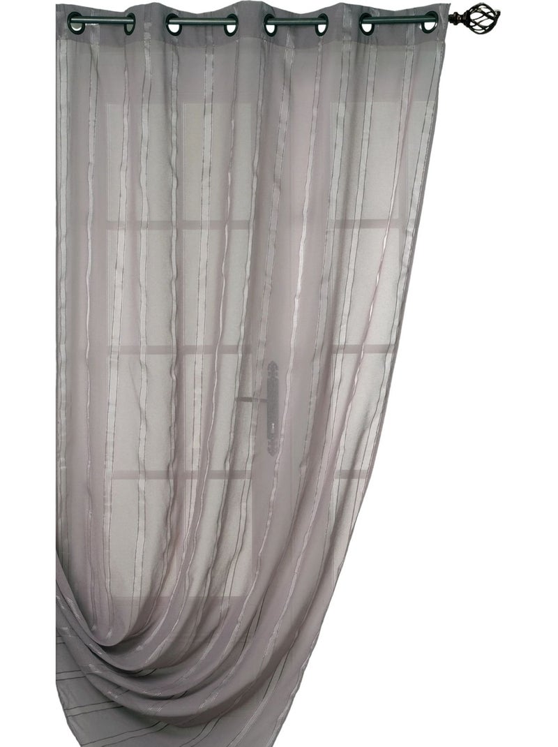 Cortina transparente com finas riscas verticais brilhantes Cinza claro - Kiabi