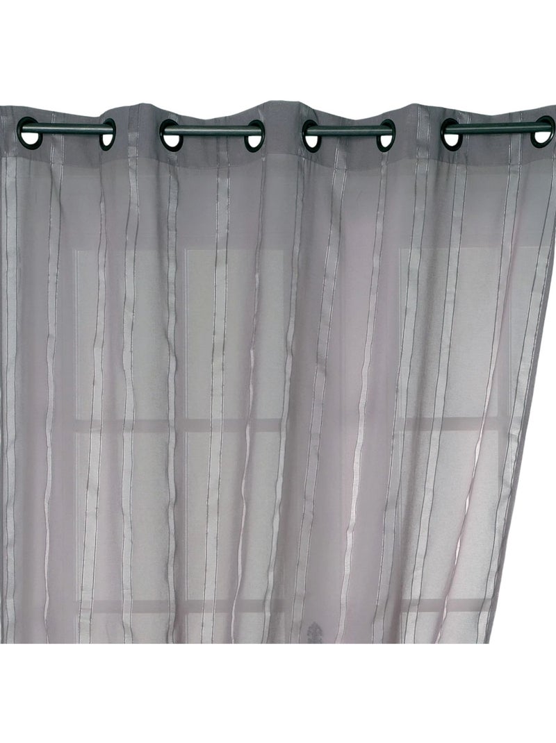 Cortina transparente com finas riscas verticais brilhantes Cinza claro - Kiabi