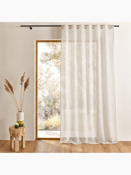 Cortina transparente com fixação 3 em 1 com efeito de linho luz - Kiabi