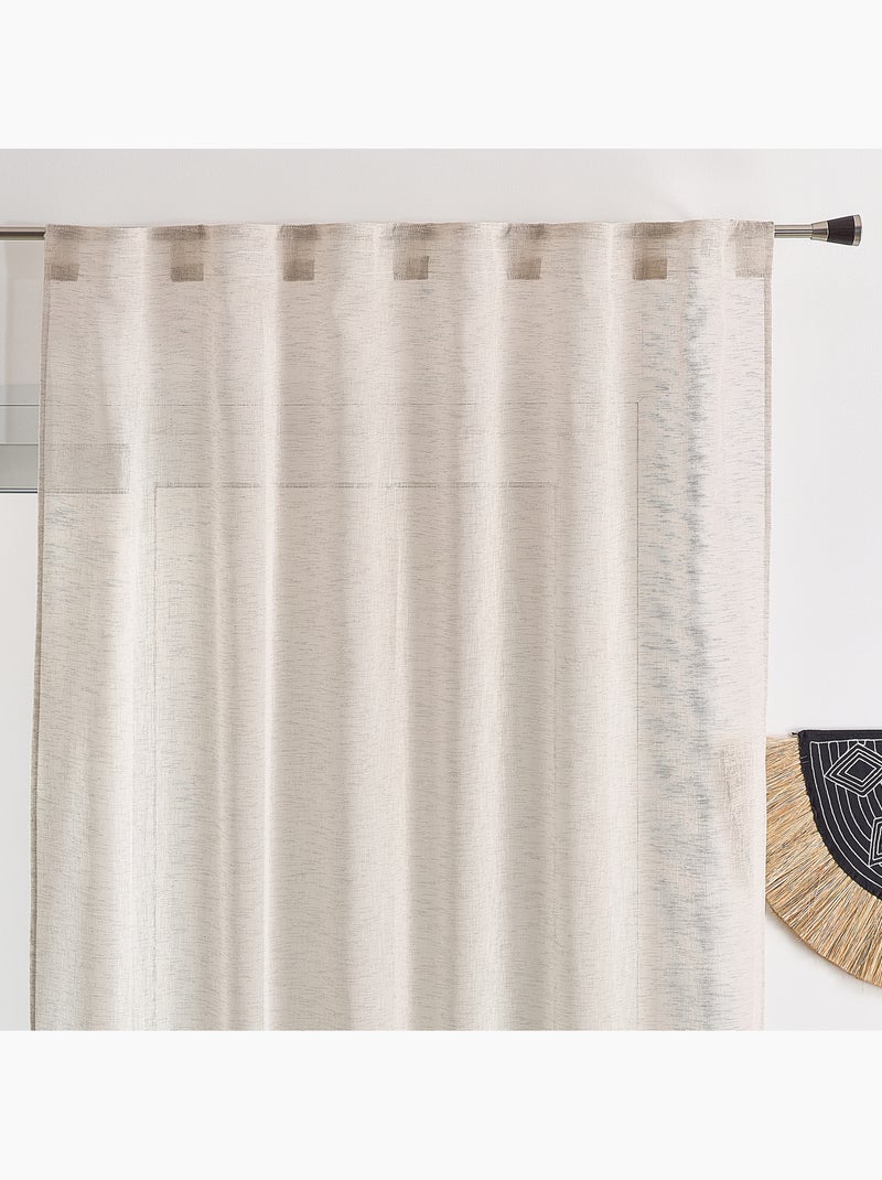 Cortina transparente com fixação 3 em 1 com efeito de linho luz Madeira natural - Kiabi