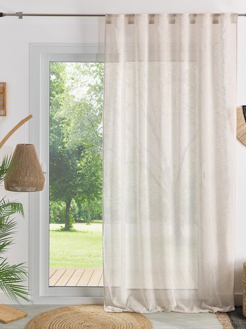 Cortina transparente com fixação 3 em 1 com efeito de linho luz - Kiabi
