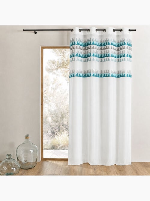 Cortina transparente com friso estampado com triângulos - Kiabi