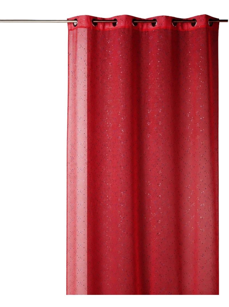 Cortina transparente com padrão de pequenos pontos coloridos Vermelho - Kiabi
