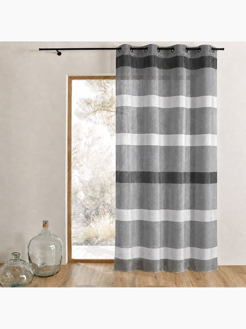 Cortina transparente com riscas horizontais, de estilo sóbrio - Kiabi