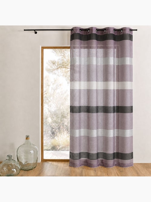 Cortina transparente com riscas horizontais, de estilo sóbrio - Kiabi