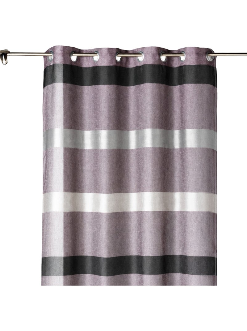 Cortina transparente com riscas horizontais, de estilo sóbrio Lilás-claro - Kiabi