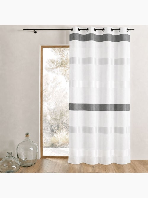 Cortina transparente com riscas horizontais, de estilo sóbrio - Kiabi