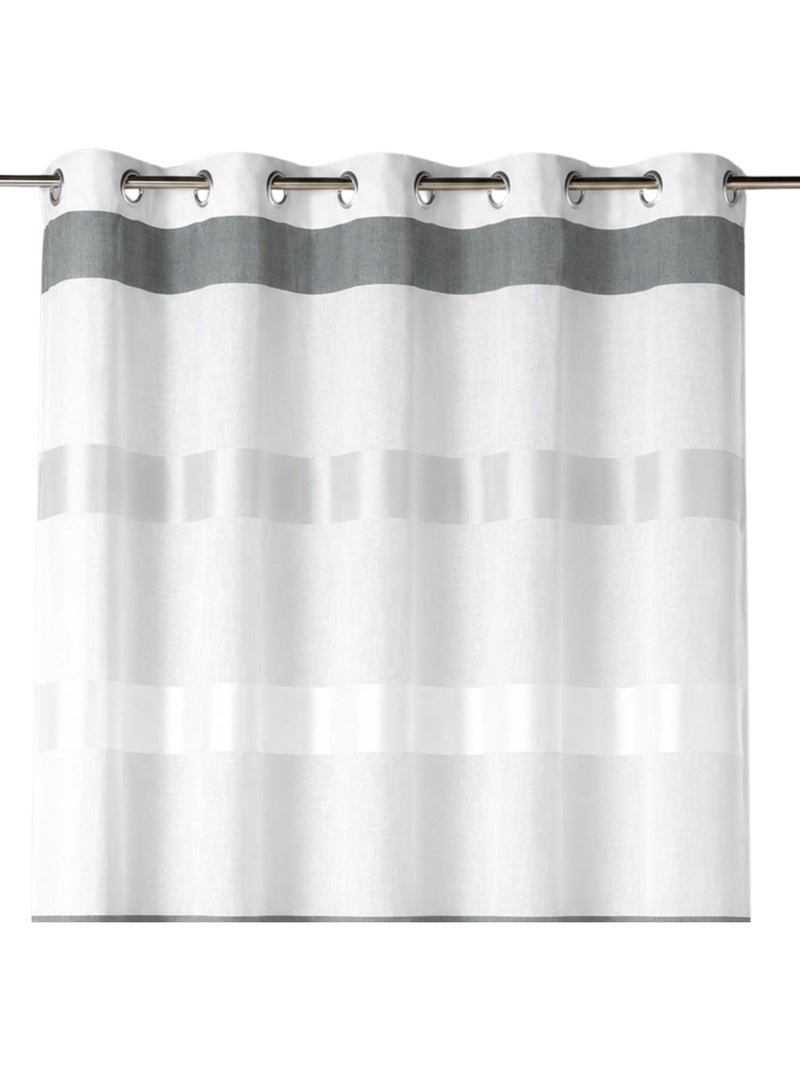 Cortina transparente com riscas horizontais, de estilo sóbrio Marfim - Kiabi