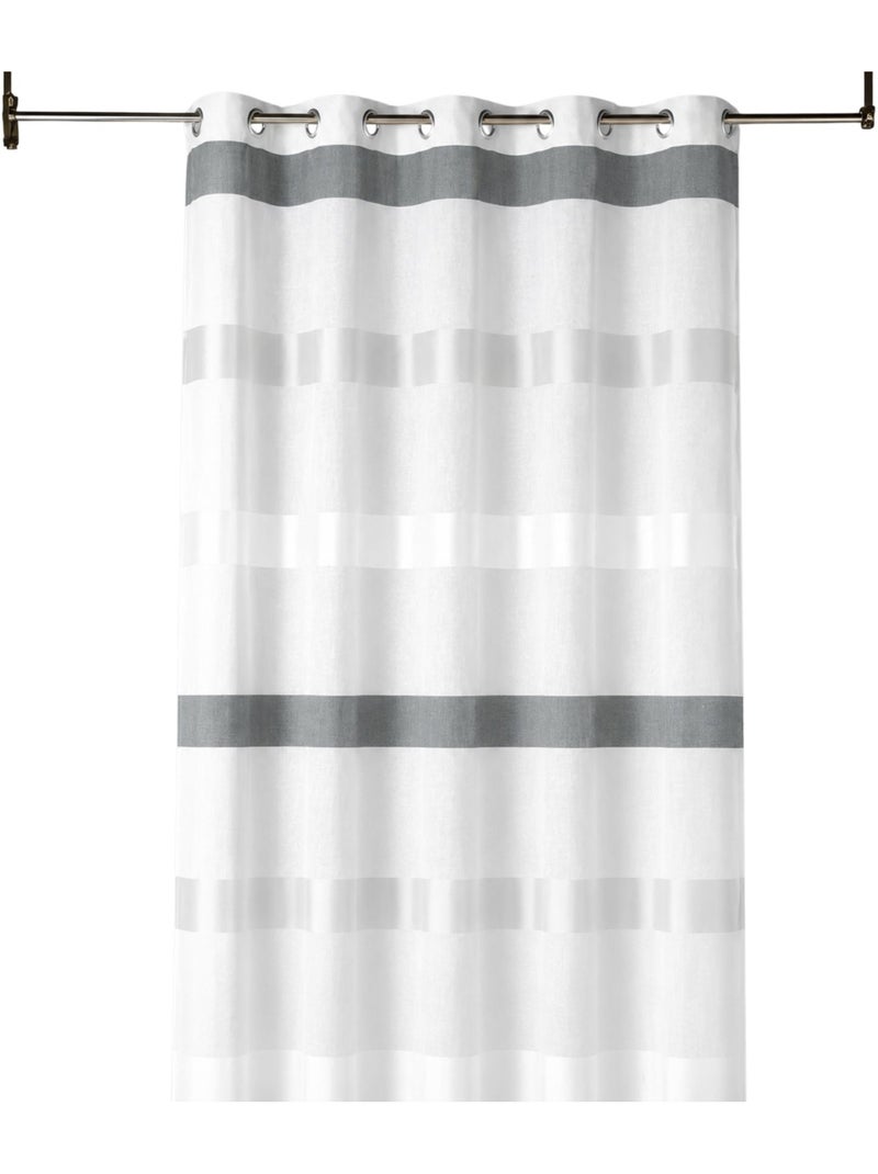 Cortina transparente com riscas horizontais, de estilo sóbrio Marfim - Kiabi
