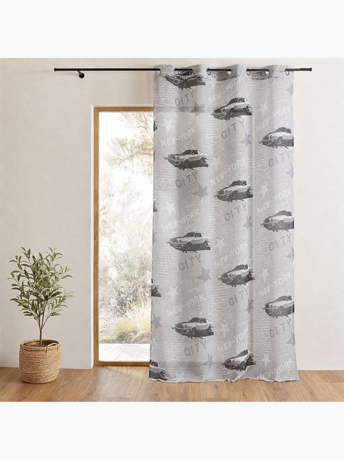 Cortina transparente estampada com motivos de nova iorque, pronta a colocar - Kiabi