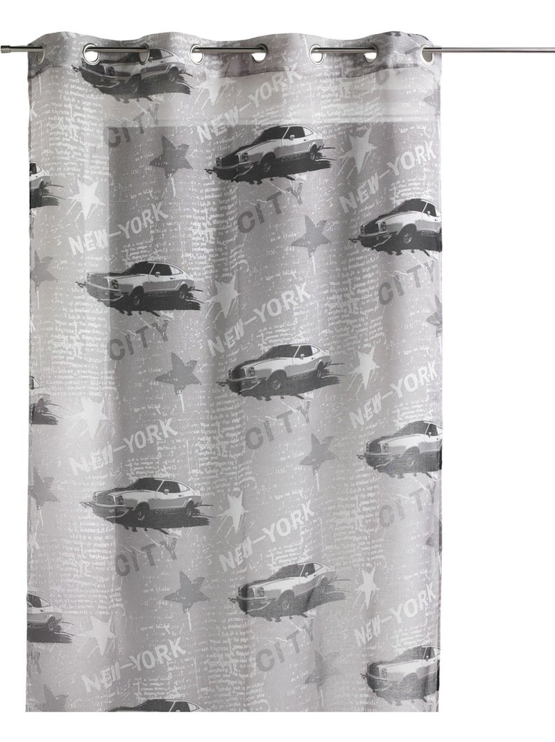 Cortina transparente estampada com motivos de nova iorque, pronta a colocar Cinza claro - Kiabi