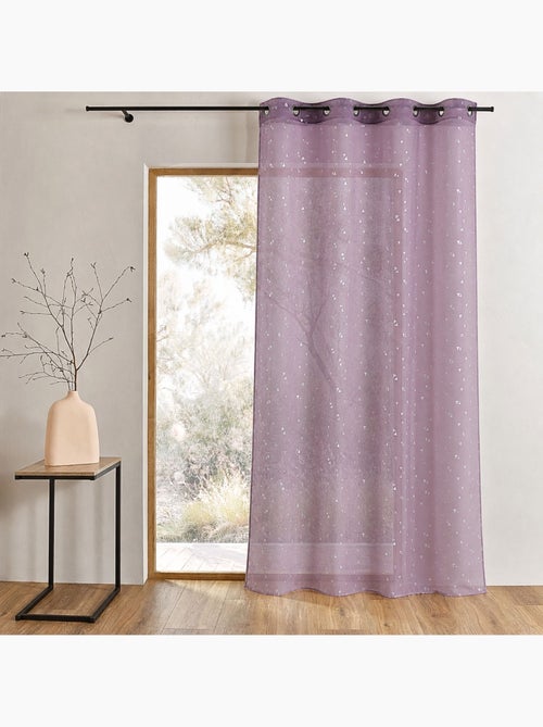 Cortina transparente estampada com pequenos triângulos prateados - Kiabi
