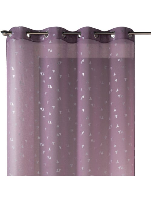 Cortina transparente estampada com pequenos triângulos prateados - Kiabi